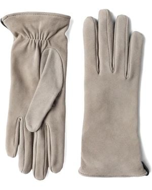 Brunello Cucinelli Gants En Cuir À Fronces - White
