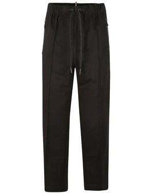 Moncler Drawstring Zip-Detail Cotton Trousers - Black