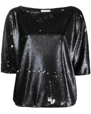 Antonelli Short-Sleeve Sequin Top - Black