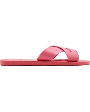 Havaianas Aqua Logo-Embellishment Slides - Pink