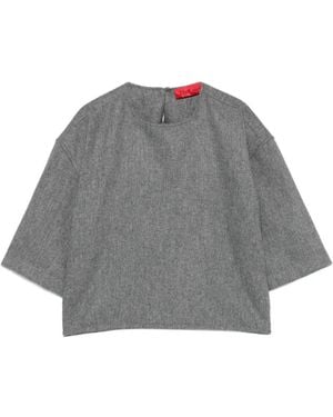 Thelatest Top Dulce Con Cuello Redondo - Gris