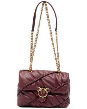 Pinko Mini Love Birds Quilted Leather Shoulder Bag - Purple