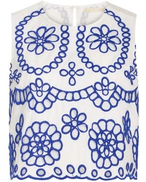 Marie Oliver Davis Embroidered Top - Blue