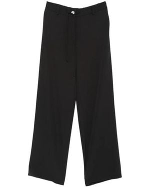 Imperial Drawstring Wide-Leg Pants - Black