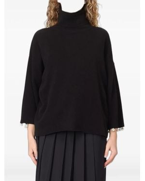MEIMEIJ Pearl-Embellished Roll-Neck Jumper - Black