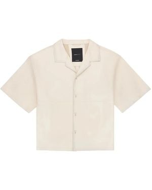 Purple Brand Short-Sleeve Leather Shirt - White