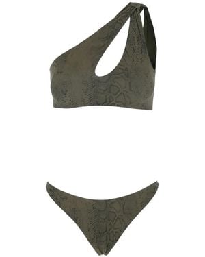 FEDERICA TOSI Python-Print Cut-Out Bikini - Metallic