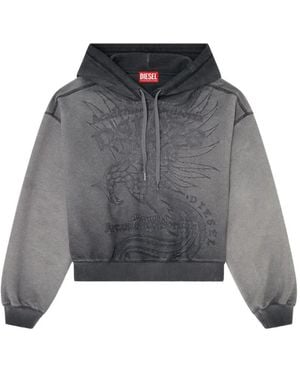 DIESEL Hoodie With Dévoré Print - Gray
