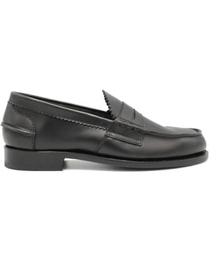 Saxone Of Scotland Penny Leather Loafers - Grey