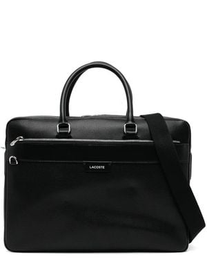 Lacoste Debossed Logo Top Handle Laptop Bag - Black