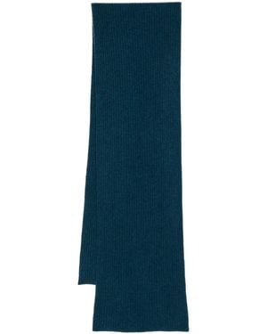 N.Peal Cashmere リブニット カシミアスカーフ - ブルー