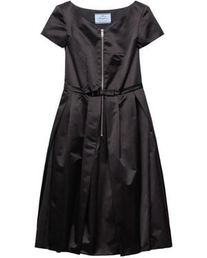 Prada Duchesse Zijden Jurk - Zwart
