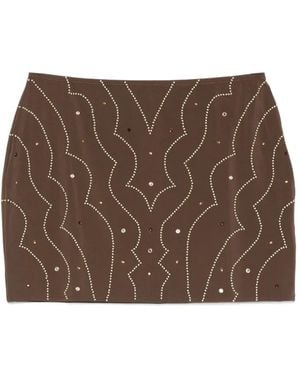 VENUJA Crystal-Embellished Wavy-Pattern Beach Cover-Up - Brown