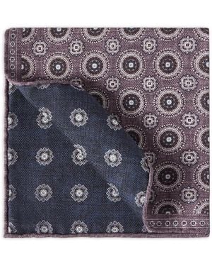 Brunello Cucinelli Silk Pocket Square With Medallion Design - Purple
