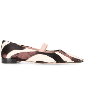 Tod's Zebra-Print Pointed-Toe Ballet Flats - Natural