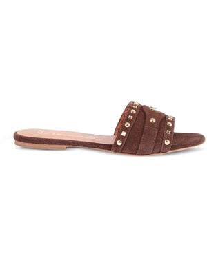 Via Roma 15 Stud-Embellished Sandals - Brown