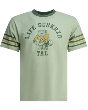 Kapital Striped-Sleeve Cotton T-Shirt - Green