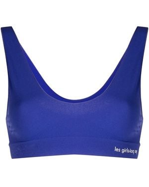 Les Girls, Les Boys U-Neck Sleeveless Cropped Top - Blue