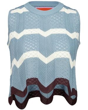 La DoubleJ Chevron Open-Knit Top - Blue