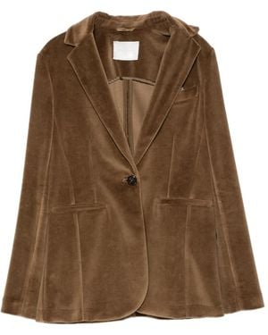 Circolo 1901 Velvet-Effect Single-Breasted Blazer - Brown