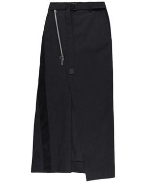 Sacai Zip-Up Belted Maxi Skirt - Black