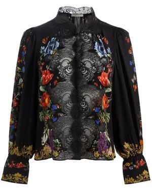 Alice + Olivia Blusa Marion Con Estampado Floral - Negro