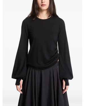 Y-3 Cinched Drape Long-Sleeve Top - Black