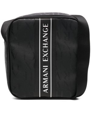 ARMANI EXCHANGE Logo-jacquard Zipped Shoulder Bag - Black