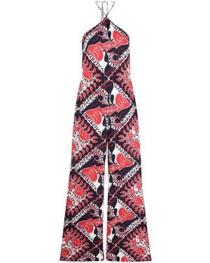Valentino Garavani Archive Manifesto Bandana Print Silk Jumpsuit - Red