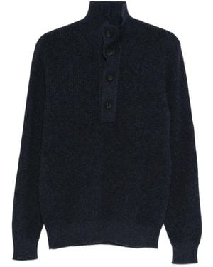 FILIPPO DE LAURENTIIS Button High-Neck Jumper - Blue