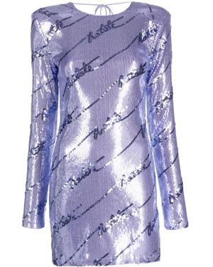 ROTATE BIRGER CHRISTENSEN Logo-Embellished Sequin Minidress - Blue