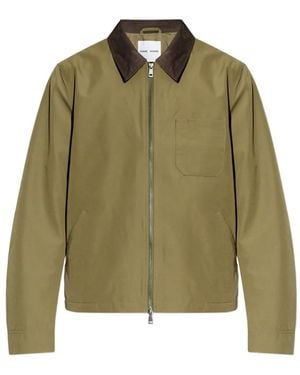 Samsøe & Samsøe Sarobin Z Chest-Pocket Contrastong-Collar Jacket - Green