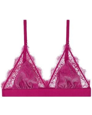 Love Stories Lace-Trim Metallic-Finish Bra - Pink