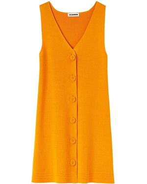 Jil Sander Robe Courte En Maille À Col V - Orange
