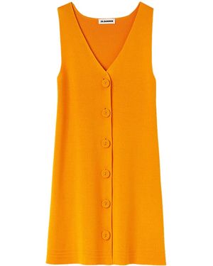 Jil Sander Vネック ニットミニドレス - オレンジ