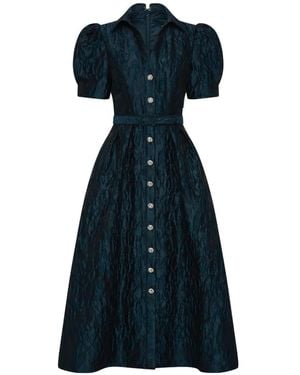 Rebecca Vallance Cascades Short-Sleeve Midi Dress - Blue