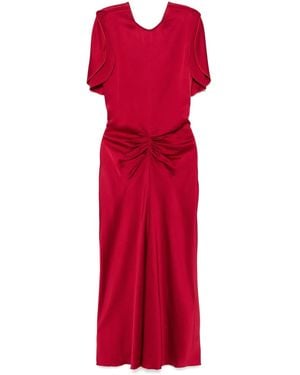 Victoria Beckham Midi Dress With Flutter Sleeves - Red