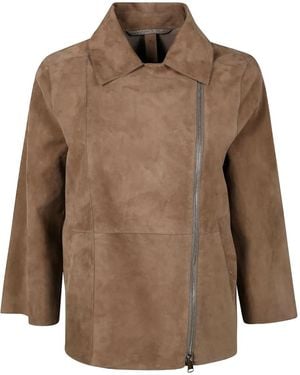 The Jackie Leathers Veste À Fermeture Zippée Décalée - Marron