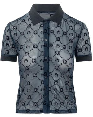 Marine Serre Moonogram-Flock Shirt - Blue
