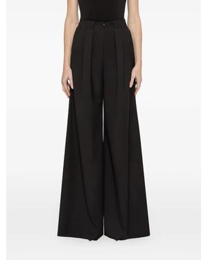 Nissa Pleated Wide-Leg Trousers - Black