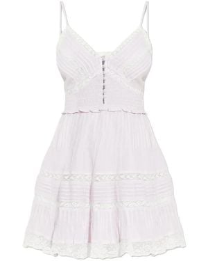 LoveShackFancy Krista Lace-Detail Smocked Mini Dress - White