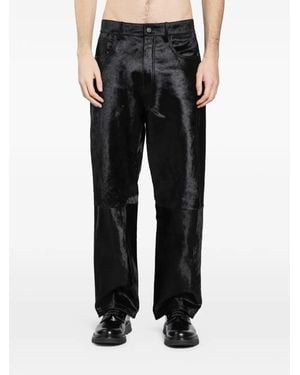 sunflower Wide Twist Leather Trousers - Black