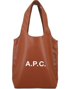 A.P.C. Logo tote bag - Marrón