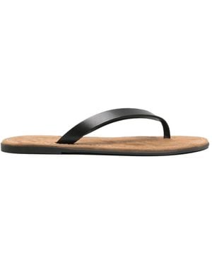 The Row Leather Thong-Strap Flat Sandals - Black