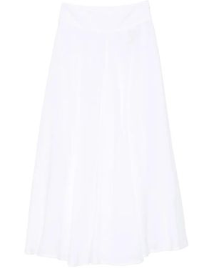 120% Lino A-Line Midi Skirt - White
