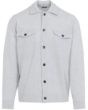 Kiton Giacca-Camicia Con Tasche E Bottoni - Grigio