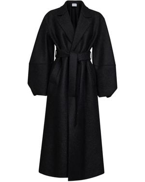 Harris Wharf London Manteau Ceinturé À Manches Bouffantes - Black