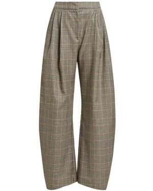 Essentiel Antwerp Checked Barrel-Leg Trousers - Grey