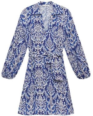 Maliparmi Robe Ceinturée À Imprimé Ikat - Blue
