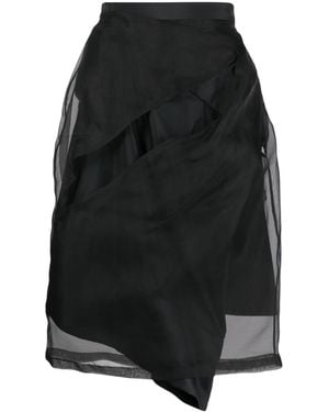 Undercover High-Waisted Asymmetric Tulle Skirt - Black